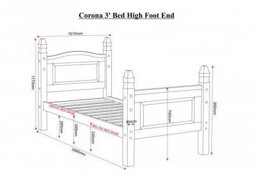 Click Here To Enlarge This Photo Of 3ft Corona high foot end bed frame