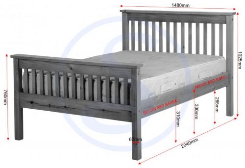 Click Here To Enlarge This Photo Of Monoco 4ft6 double high foot end bed frame